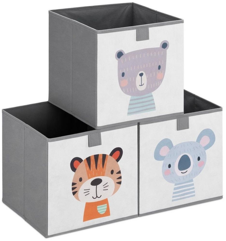 Navaris Kinder Aufbewahrungsbox mit Griff, 3er Set, Tier Motiv, 28x28x28cm Bild 1