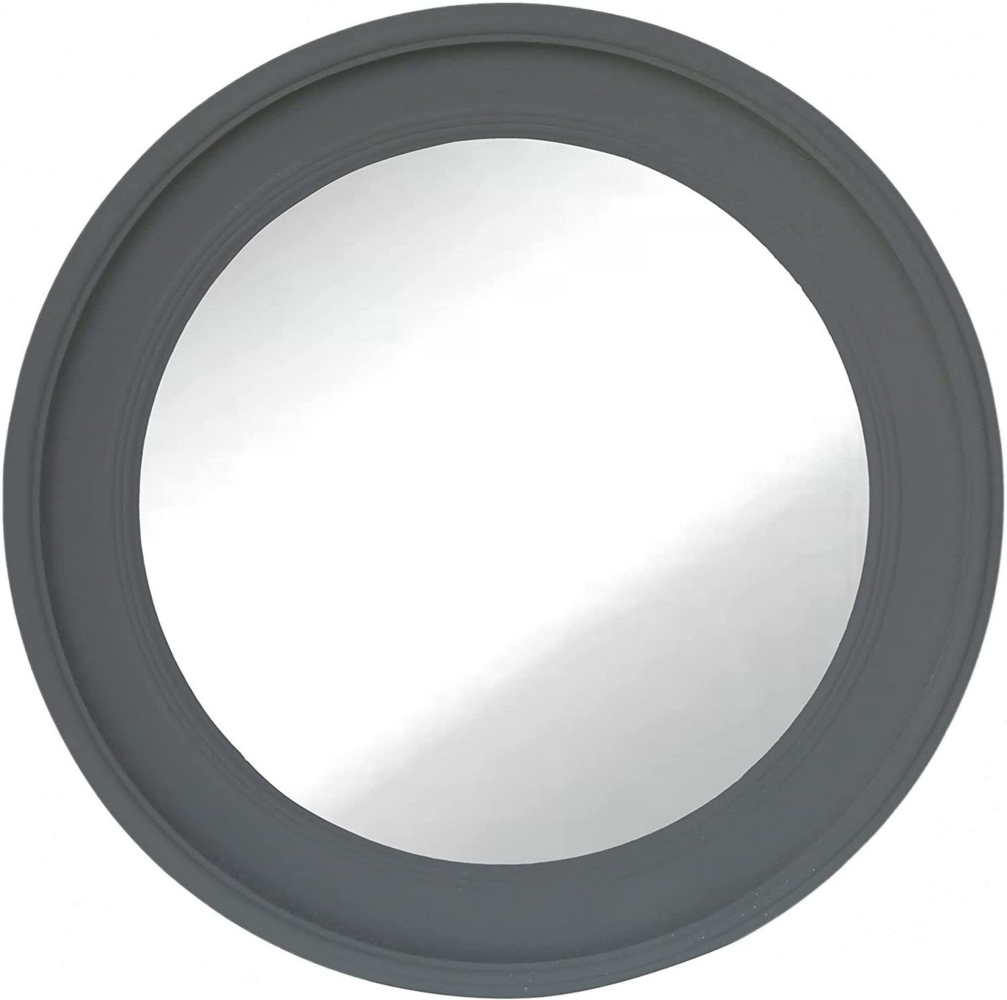 dasmöbelwerk Wandspiegel Wandspiegel »Schlicht« Ø60 cm grau im Landhaus-Stil rund Flurspiegel Bild 1