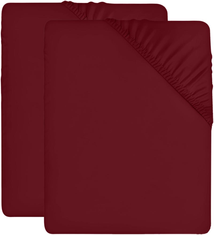 Utopia Bedding - 2er Set Spannbettlaken 90x200cm - Burgund - Gebürstete Mikrofaser Spannbetttuch - 35 cm Tiefe Tasche Bild 1