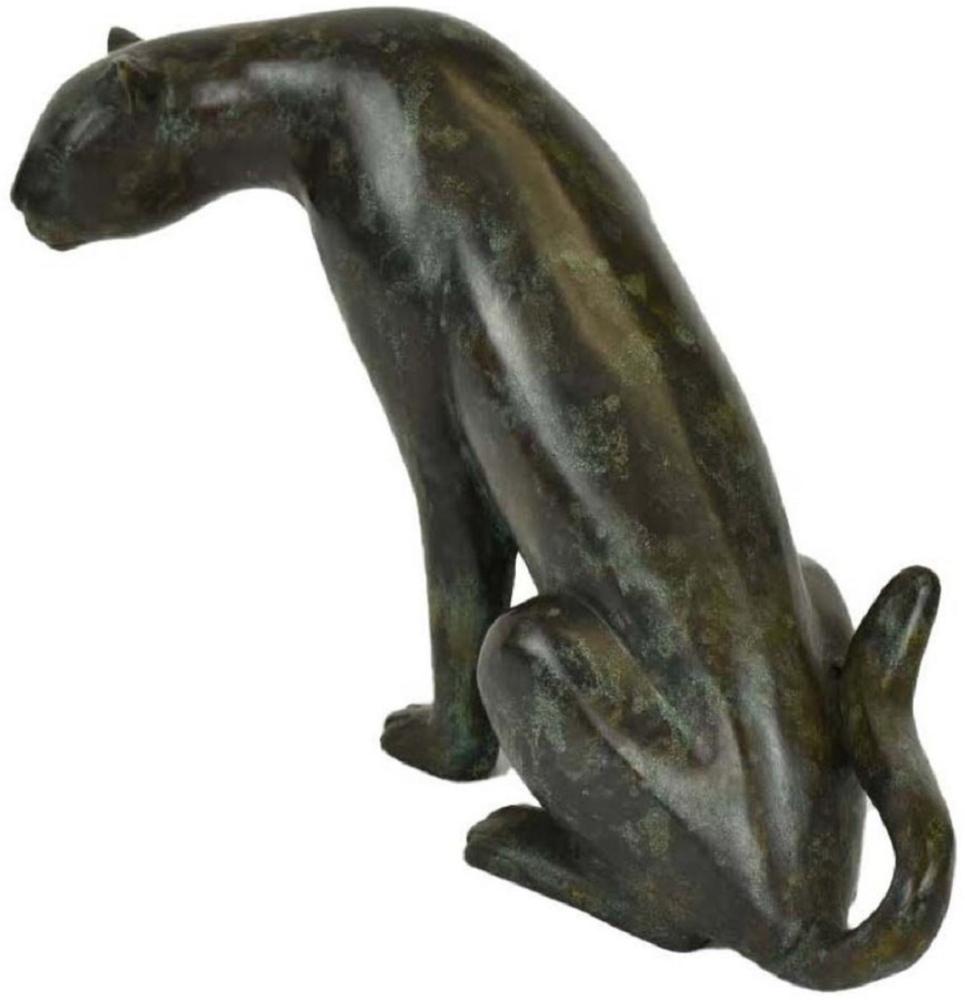 Casa Padrino Luxus Bronzefigur Gepard Schwarz / Grün 20 x 33 x H. 22 cm - Bronze Skulptur - Dekofigur - Luxus Deko Accessoires Bild 1