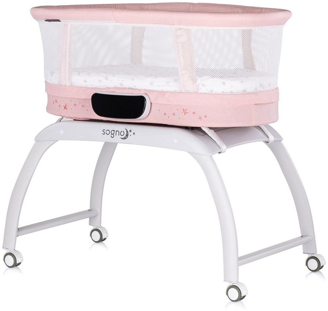 Chipolino Beistellbett Sogno 2 in 1 Spieltisch, Fernbedienung, eingebaute Waage rosa Bild 1