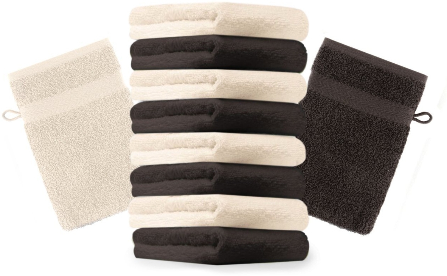 Betz Waschhandschuh 10 Stück Premium 16x21 cm Farbe dunkelbraun und beige, Baumwolle (Set, 10-St) Bild 1