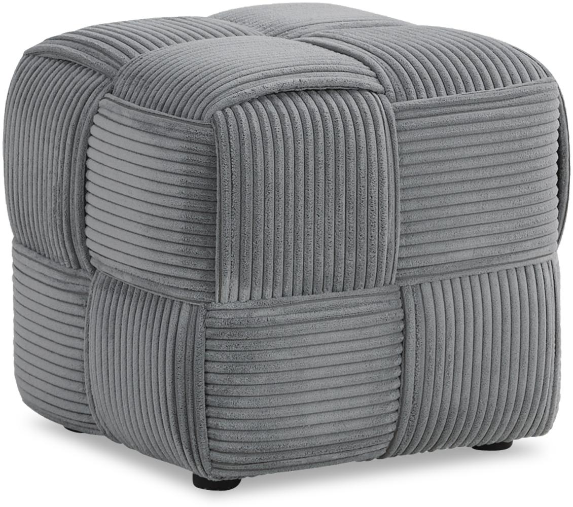 Sitzhocker Pouf Grau Cord Poufhocker Sitzpouf Polsterhocker Sitzwürfel Schminkhocker Hocker Gepolstert Bild 1