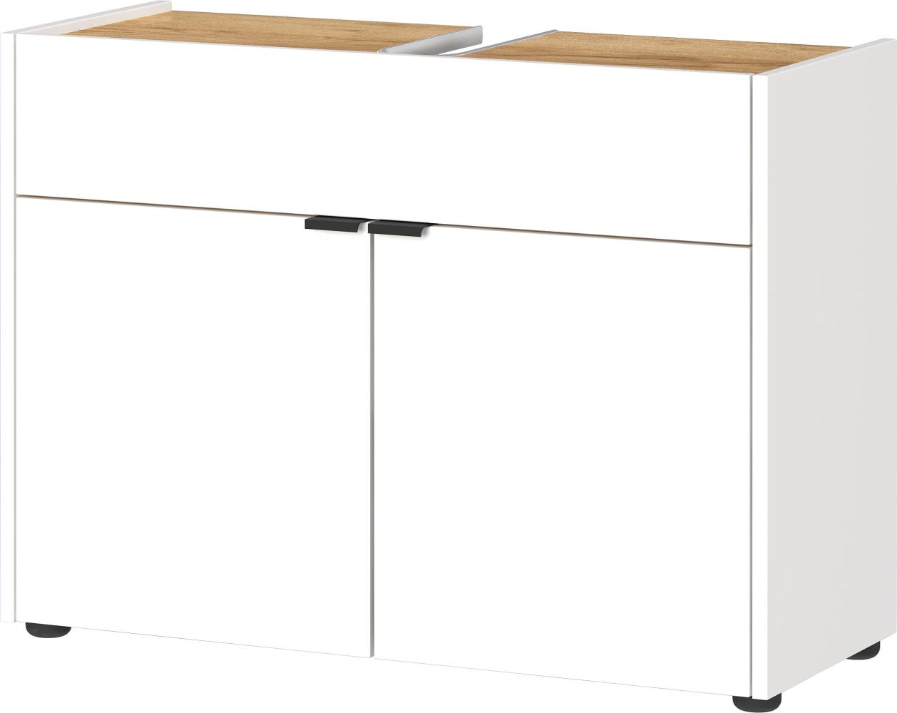 Kadima Design Stoßfester Unterschrank mit Siphonaussparung, 80x34x60, Easy-Clean, "Avis" Kollektion. Farbe: Weiß-Beige Bild 1