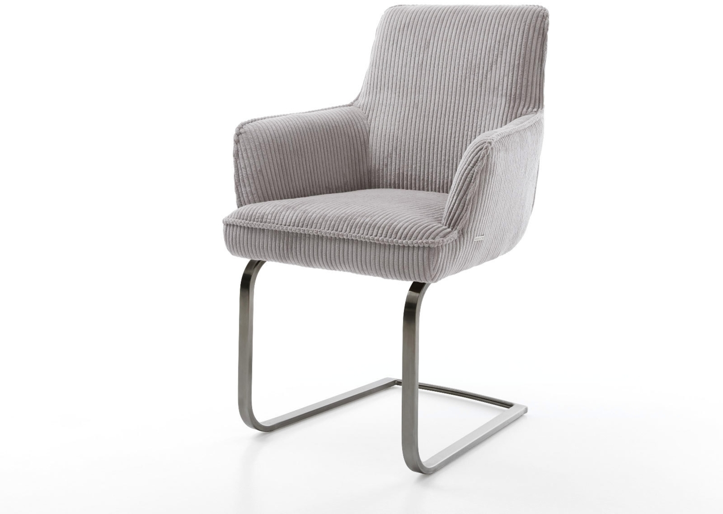 Freischwinger Heira-Flex mit Armlehnen Cord Silbergrau Freischwinger flach Graphit Taschenfederkern Bild 1