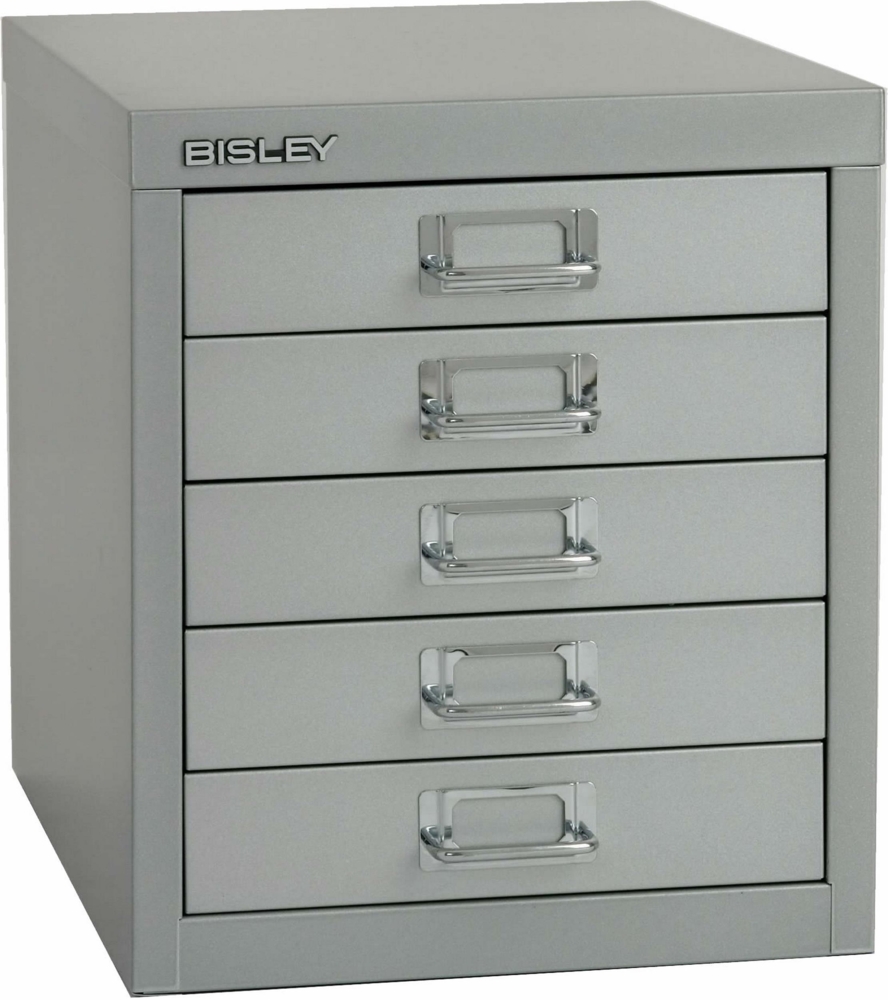 BISLEY Schubladenschrank aus Metall für DIN A4 in silber Schrank mit 5 Schubladen Büroschrank Werkzeugschrank, L125-355 Bild 1