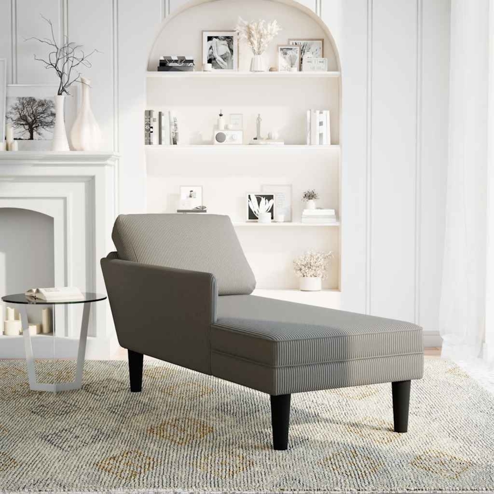 vidaXL Chaiselongue mit Kissen Hellgrau Cordstoff 4009815 Bild 1