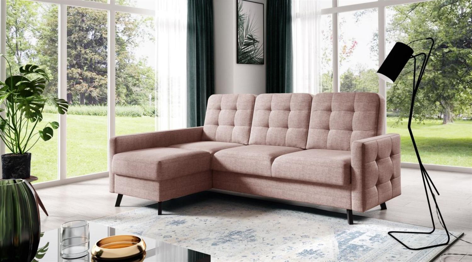 Ecksofa Sofa GARNET Stoff Luis Rosa mit Schlaffunktion Ottomane Links Bild 1