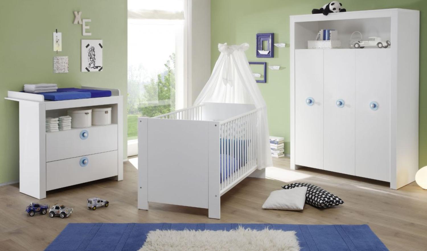 Trendteam 'Olivia' 3-tlg. Babyzimmer-Set weiß/blau Bild 1