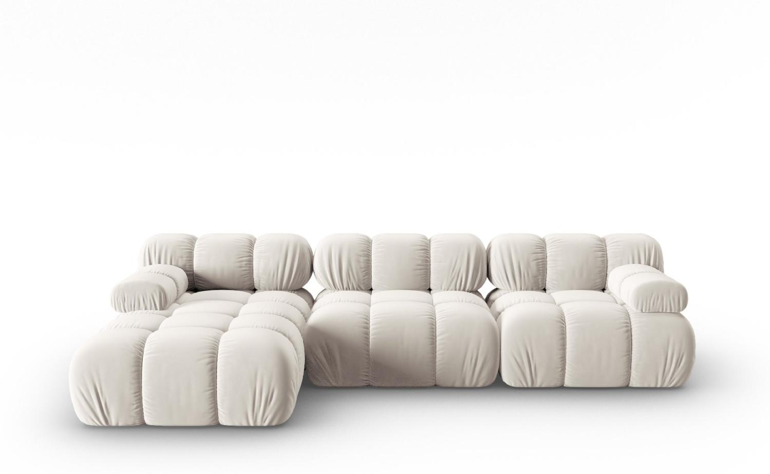 Micadoni Modulares Ecksofa Bellis 4-Sitzer Links Samtstoff Hellbeige Bild 1