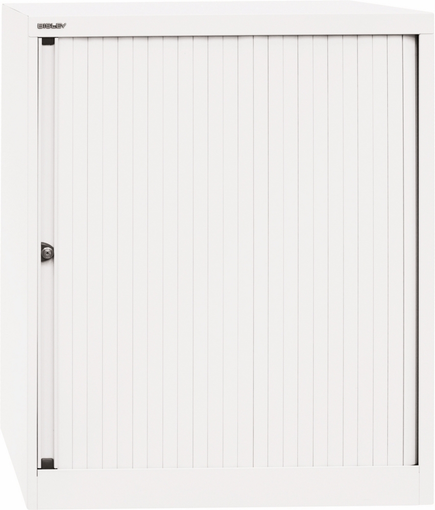 BISLEY Rollladenschrank abschließbar in verkehrsweiß Schrank aus Metall Rolladen aus Kunststoff inkl. 2 Einlegeböden, ET408102S-PWW696 Bild 1