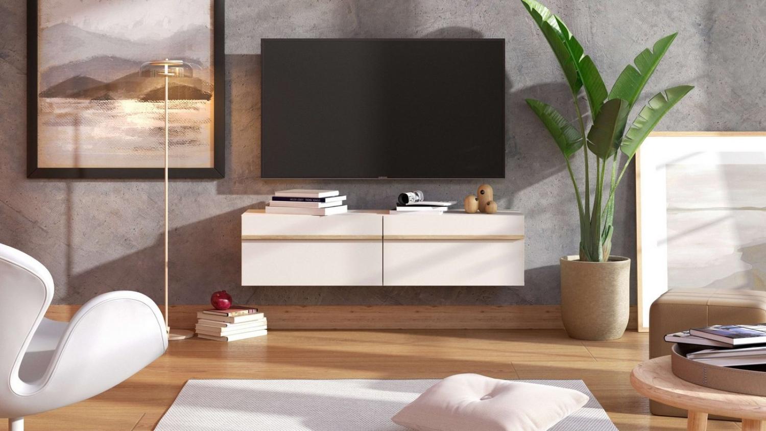 INOSIGN TV-Board Arles Lowboard, Breite 128 cm, TV-Schrank, TV-Ständer, Wandmontage, mit zwei geschlossenen Fächern, in Kaschmir farbe, mit Klappentüren Bild 1