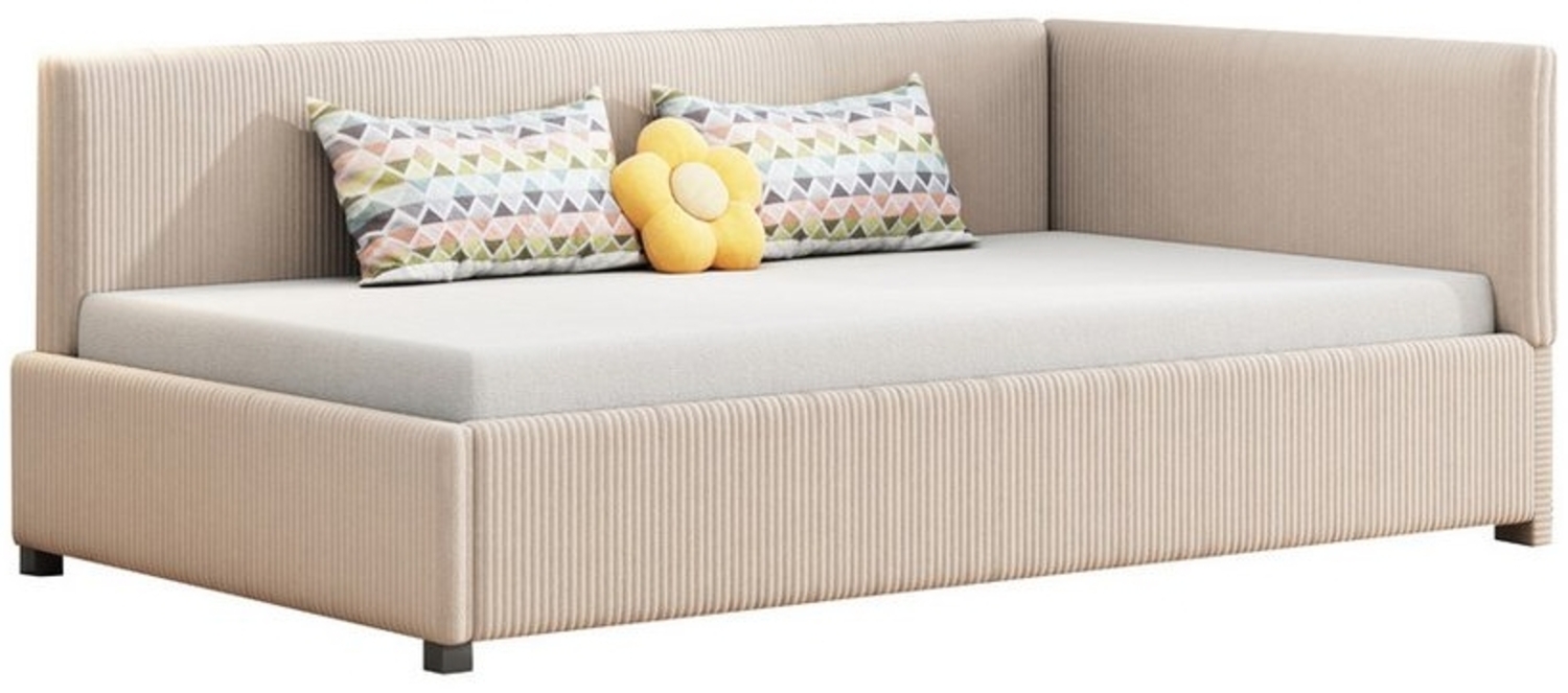 OKWISH Polsterbett Tagesbett Schlafsofa Kinderbett, Samtstoff (Daybett Einzelbett Jugendbett, inkl. Lattenrost, ideal für Schlafzimmer und kleine Wohnungen, belastbar bis 120 kg, 90x200 cm), Ohne Matratze Bild 1