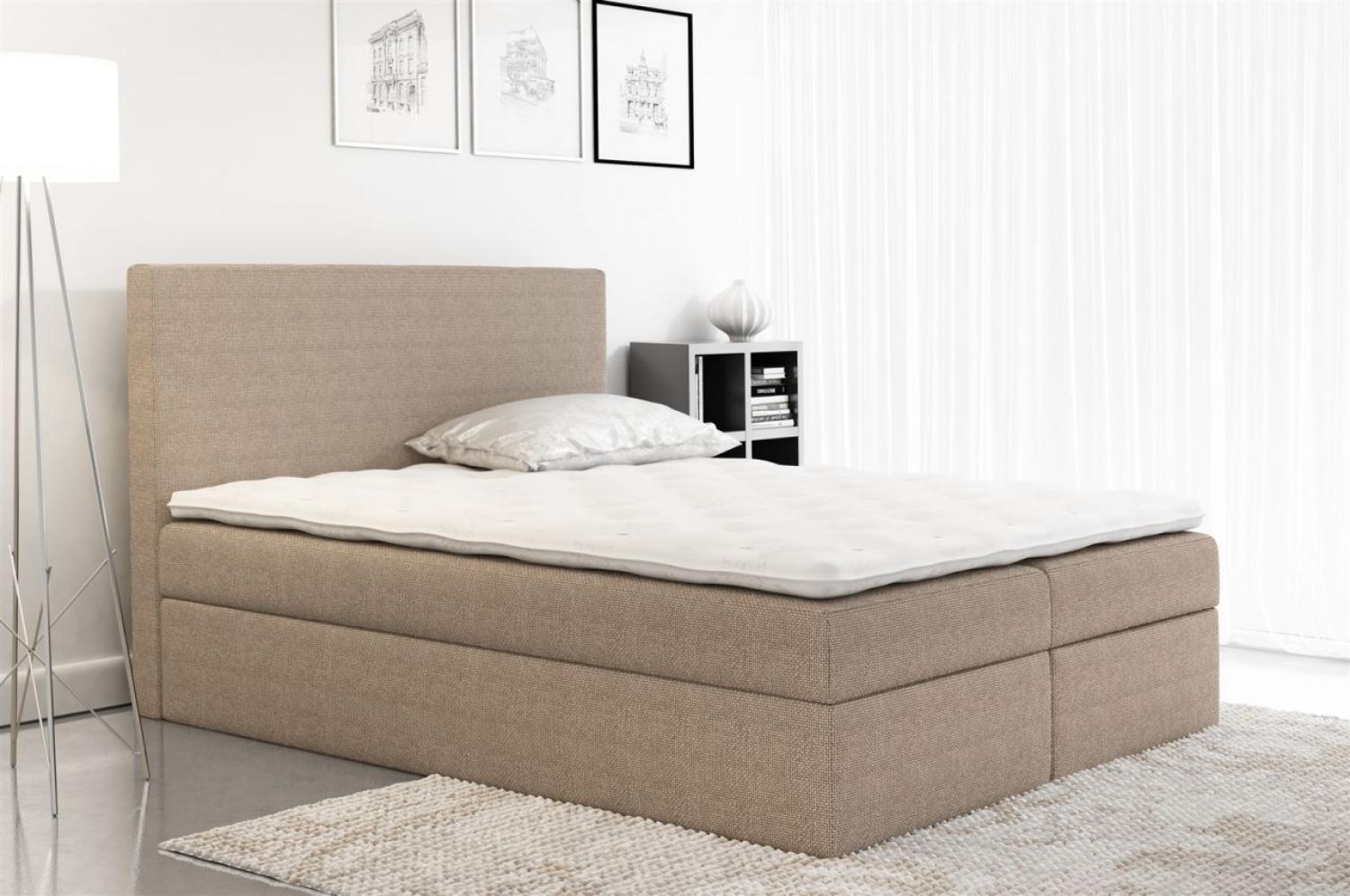 Boxspringbett KELIS Webstoff Beige 200x200cm Bild 1