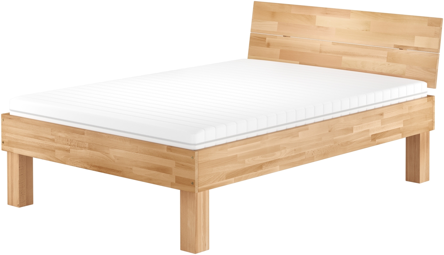Doppelbett für XXL-Gewicht Buche 140x200 hohes Massivholz Seniorenbett Zubehör wählbar V-60.81-14Federholzrahmen und Matratze inkl. Bild 1
