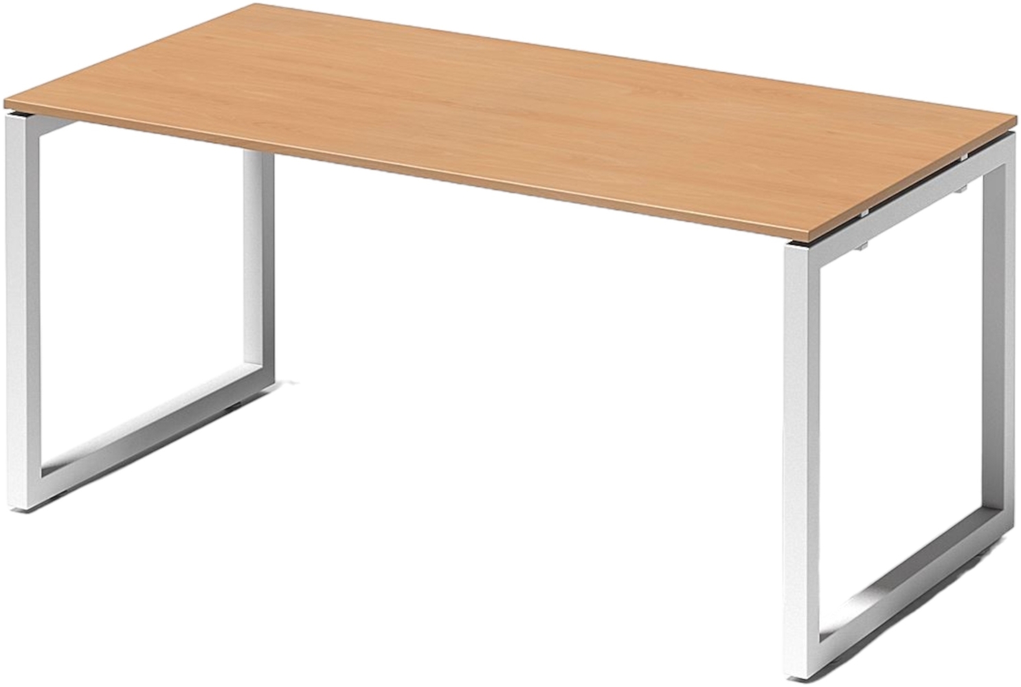 Bisley Cito Schreibtisch 160x80 cm, Tischplatte in Buche, O-Gestell in Weiß - Bürotisch & Computertisch, PC Tisch für's Büro, Arbeitshöhe: 74 cm, DOF1608-BC-396 Bild 1