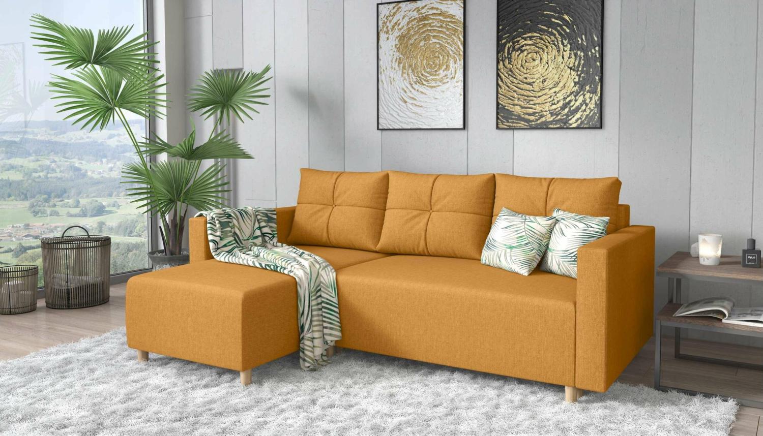 Stylefy Livenza Ecksofa Strukturstoff Gelb Links Bild 1