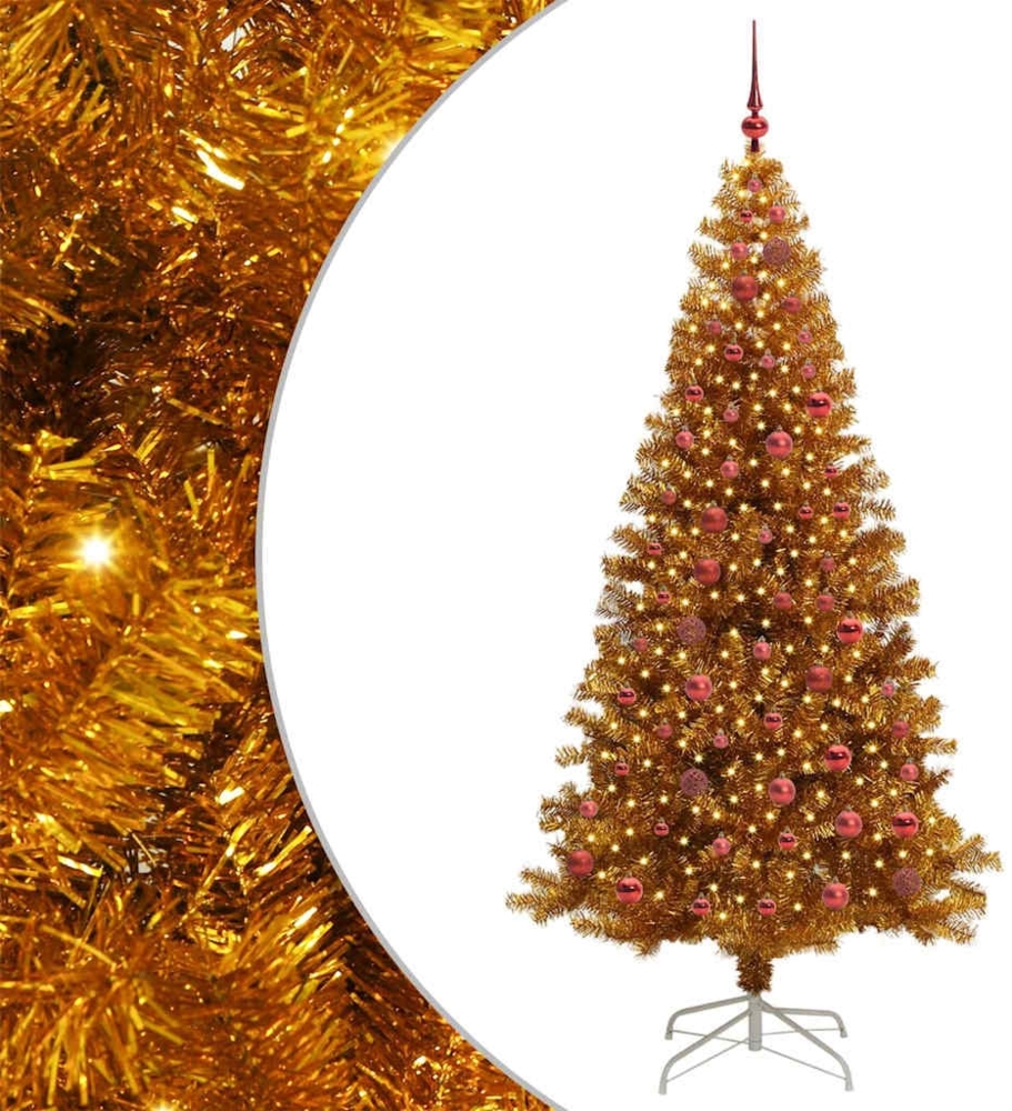 vidaXL Weihnachtsbaum mit 300 LEDs mit Ständer Gold 210 cm Haustier 3396634 Bild 1