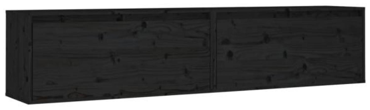 vidaXL Wandschränke 2 Stk. Schwarz 80x30x35 cm Massivholz Kiefer 813464 Bild 1