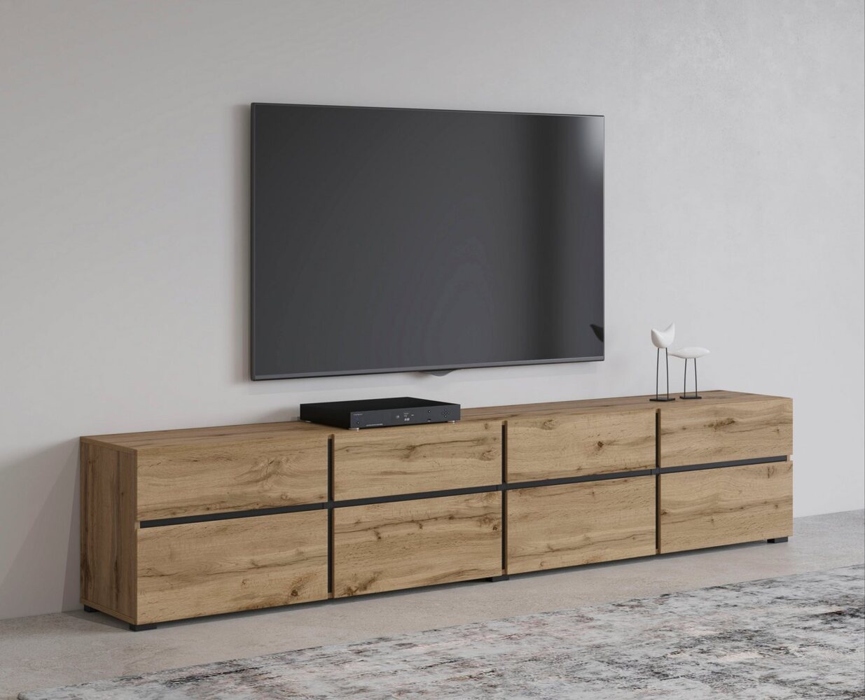 INOSIGN Lowboard Cross, moderne grifflose TV-Kommode,4 Klappen/4 Schubkästen, Breite 225 cm, TV-Schrank mit viel Stauraum, TV-Board Bild 1