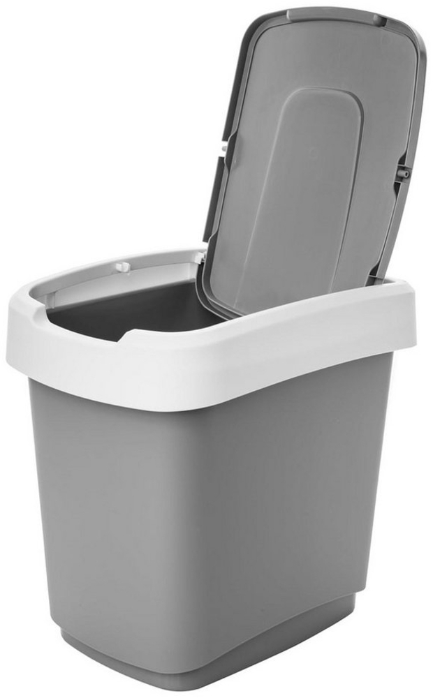 Centi Mülleimer Abfalleimer 15L mit Deckel Ideal für Küche, Bad & Büro, Farbe Hellgrau / Weiss Bild 1