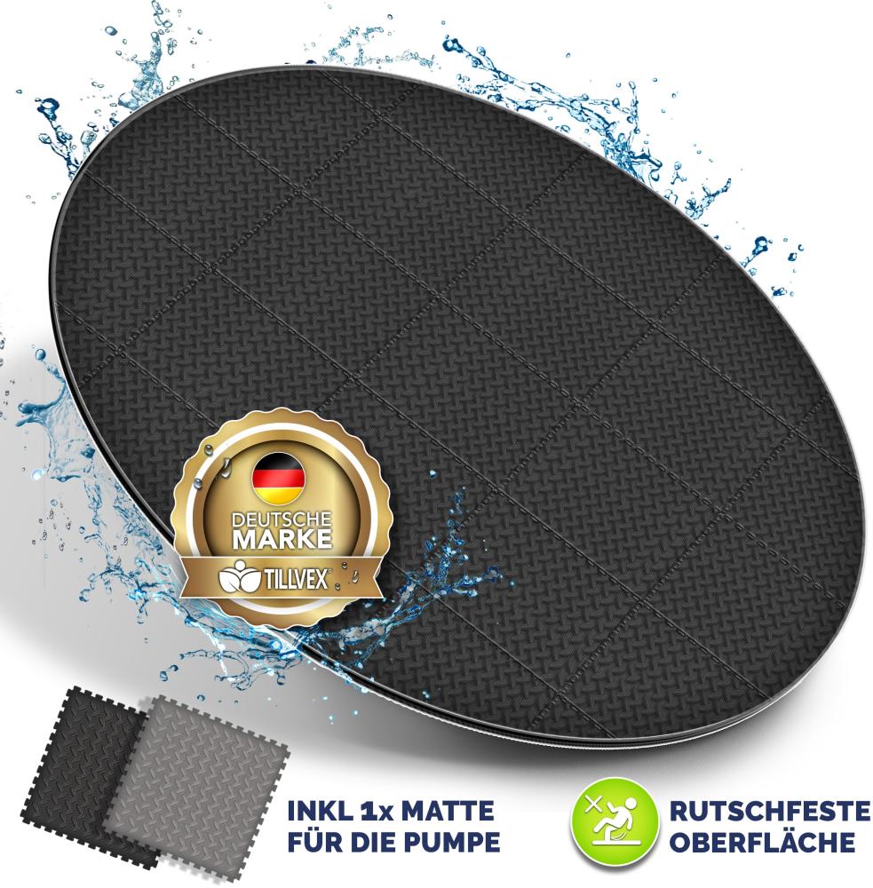 tillvex® Whirlpool Unterlage rund 240cm Schwarz | Bodenmatte Poolunterlage Matte für Outdoor Whirlpools | Thermo Bodenschutzmatte Pool Untergrund | Bodenschutz Bodenplatte schützt & isoliert Bild 1