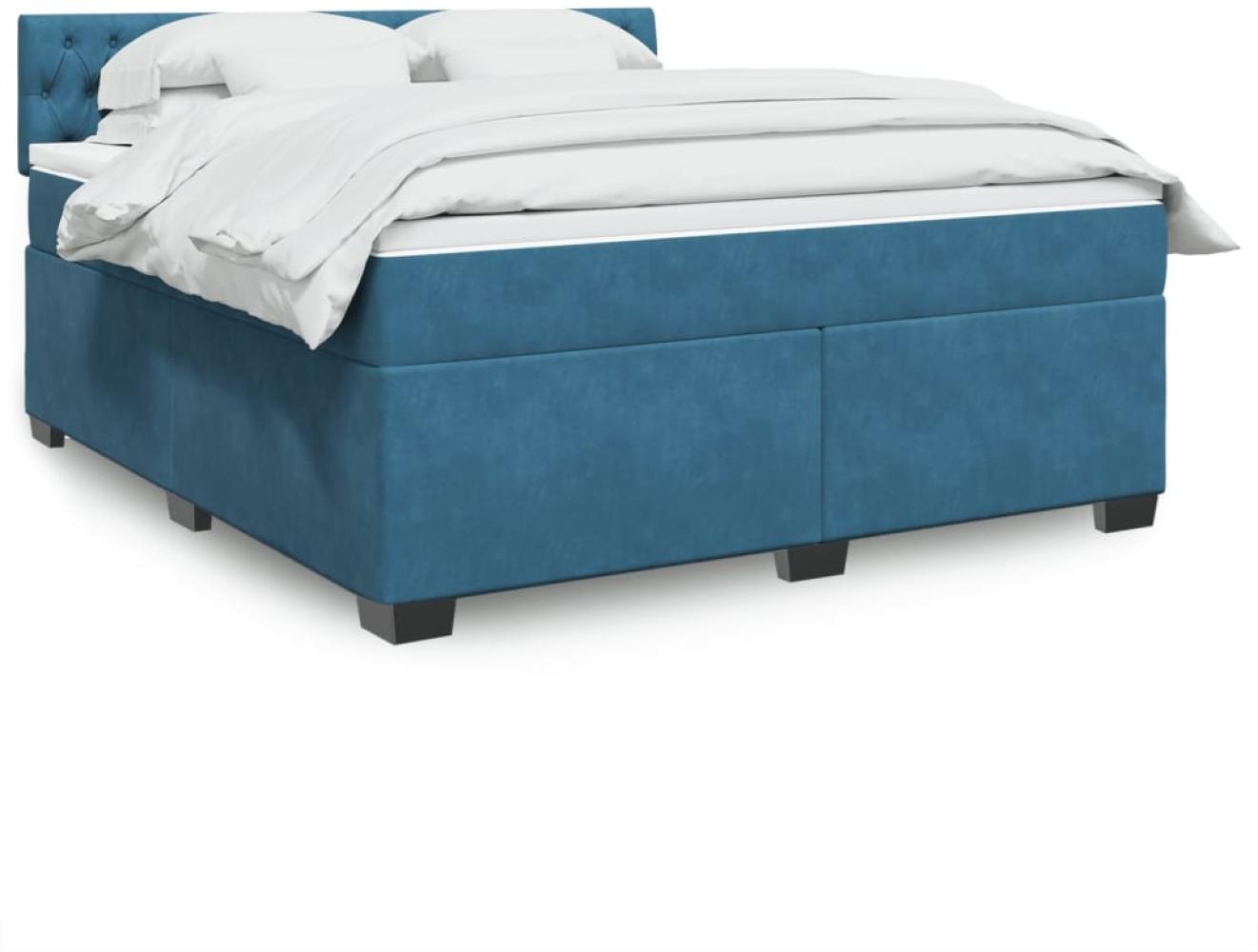 vidaXL Boxspringbett mit Matratze Blau 180x200 cm Samt 3288688 Bild 1