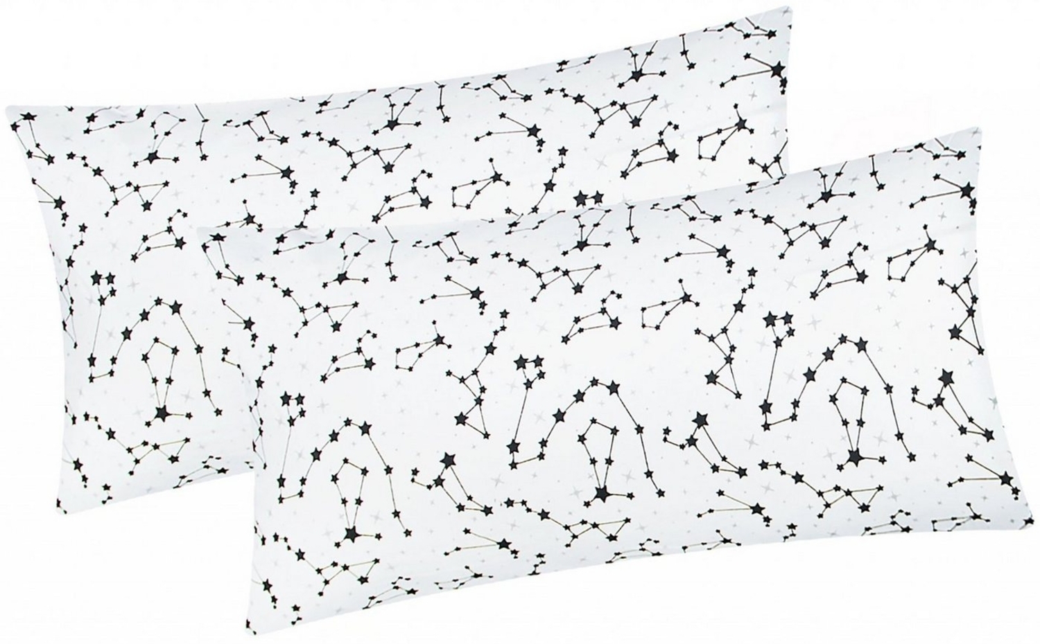 Heubergshop Kissenbezug, (2 Stück), 2er Set 40x80cm Sternenhimmel Sternzeichen Weiß Schwarz (530/1-40x80) Bild 1