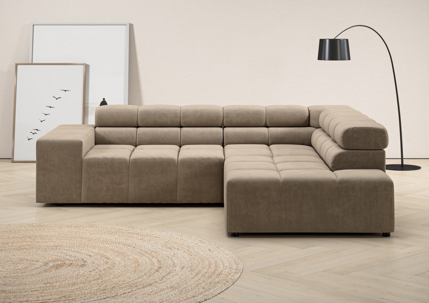 INOSIGN Ecksofa Ancona, incl. Kopfteilverstellung + 3 Zierkissen L-Form, wahlweise motorische Sitztiefenverstellung, B/T(H: 249/215/70 cm Bild 1
