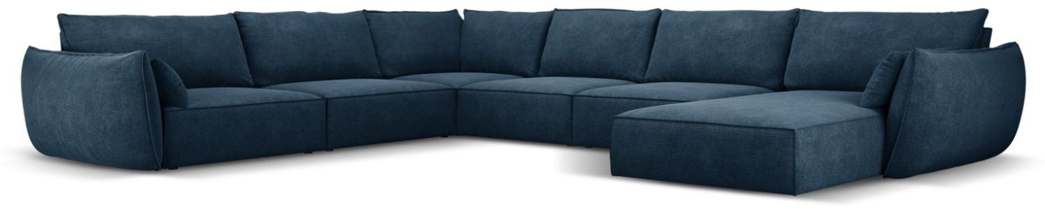 Micadoni 8-Sitzer Panorama Ecke links Sofa Kaelle | Bezug Royal Blue | Beinfarbe Black Plastic Bild 1