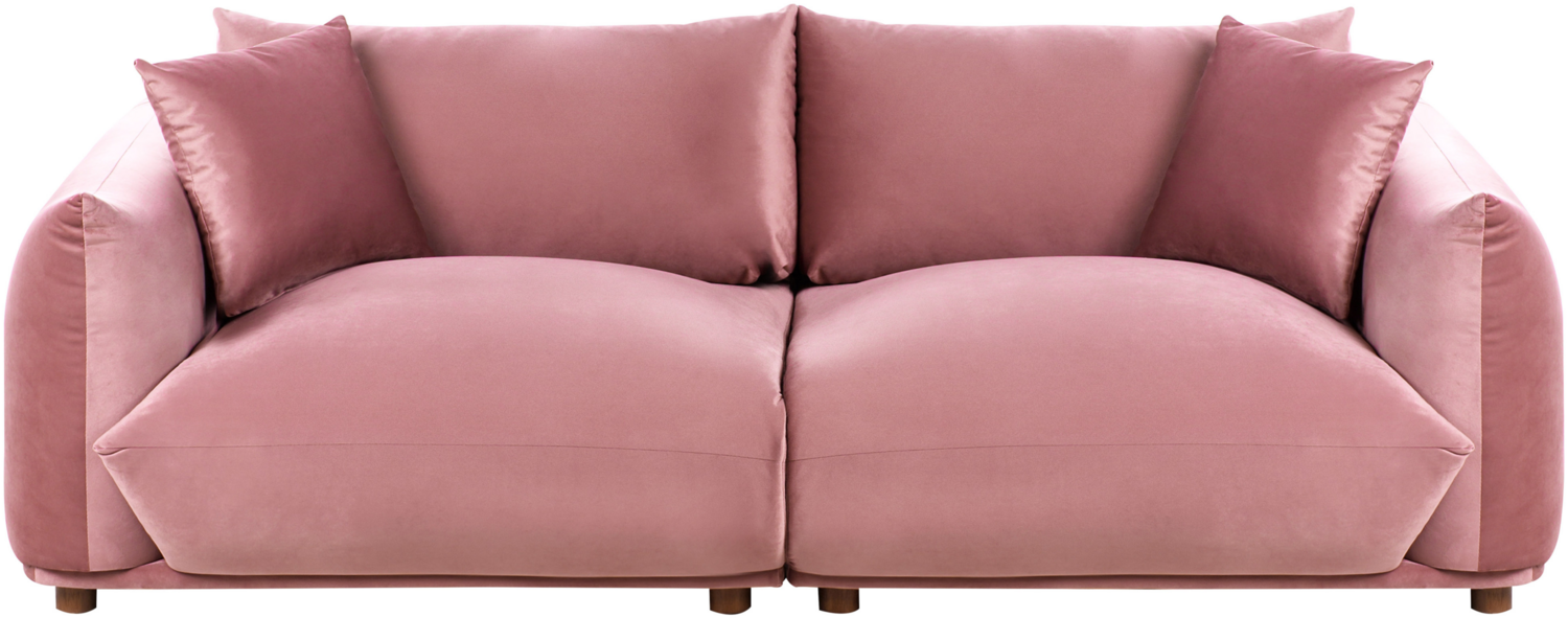 3-Sitzer Sofa Samtstoff rosa mit Kissen LUVOS Bild 1