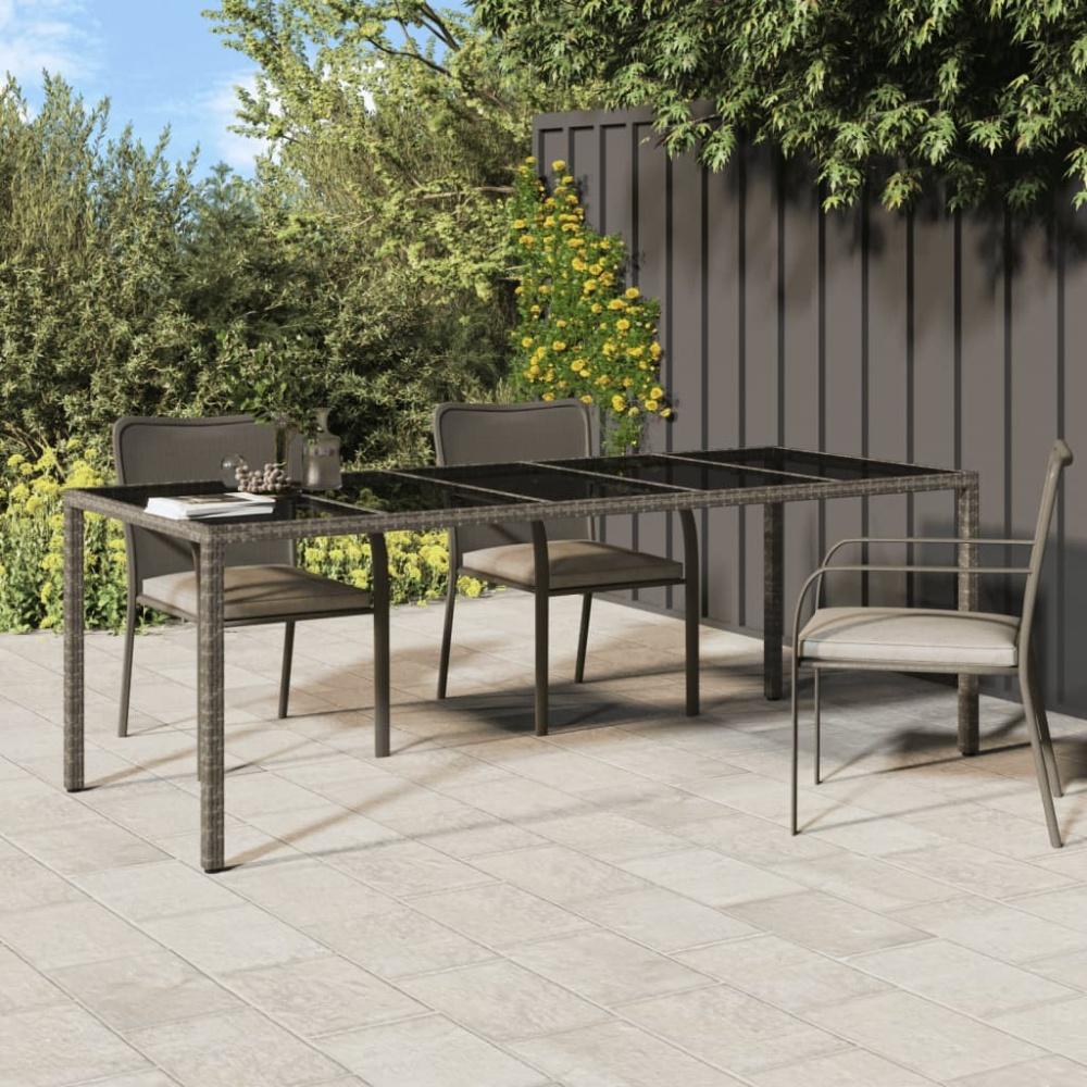 vidaXL Gartentisch Grau 250x100x75 cm Hartglas und Poly Rattan 316727 Bild 1