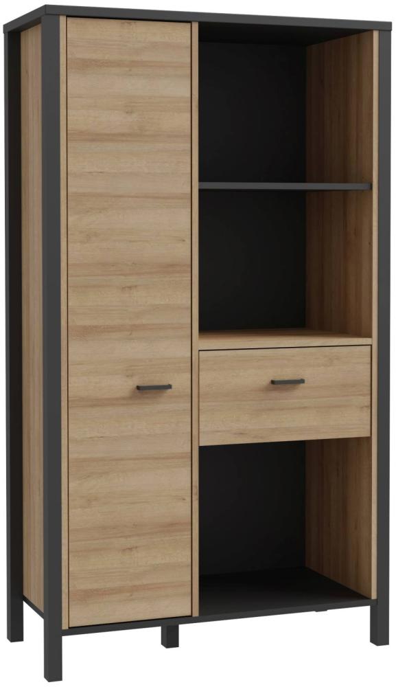 Highboard Regal HIGH ROCK Riviera Eiche Optik / Schwarz, von Forte Bild 1