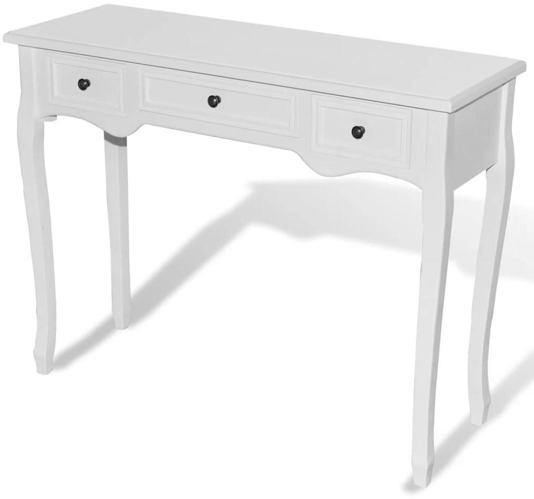 vidaXL Frisiertisch Konsolentisch mit drei Schubladen Weiß 241143 Bild 1