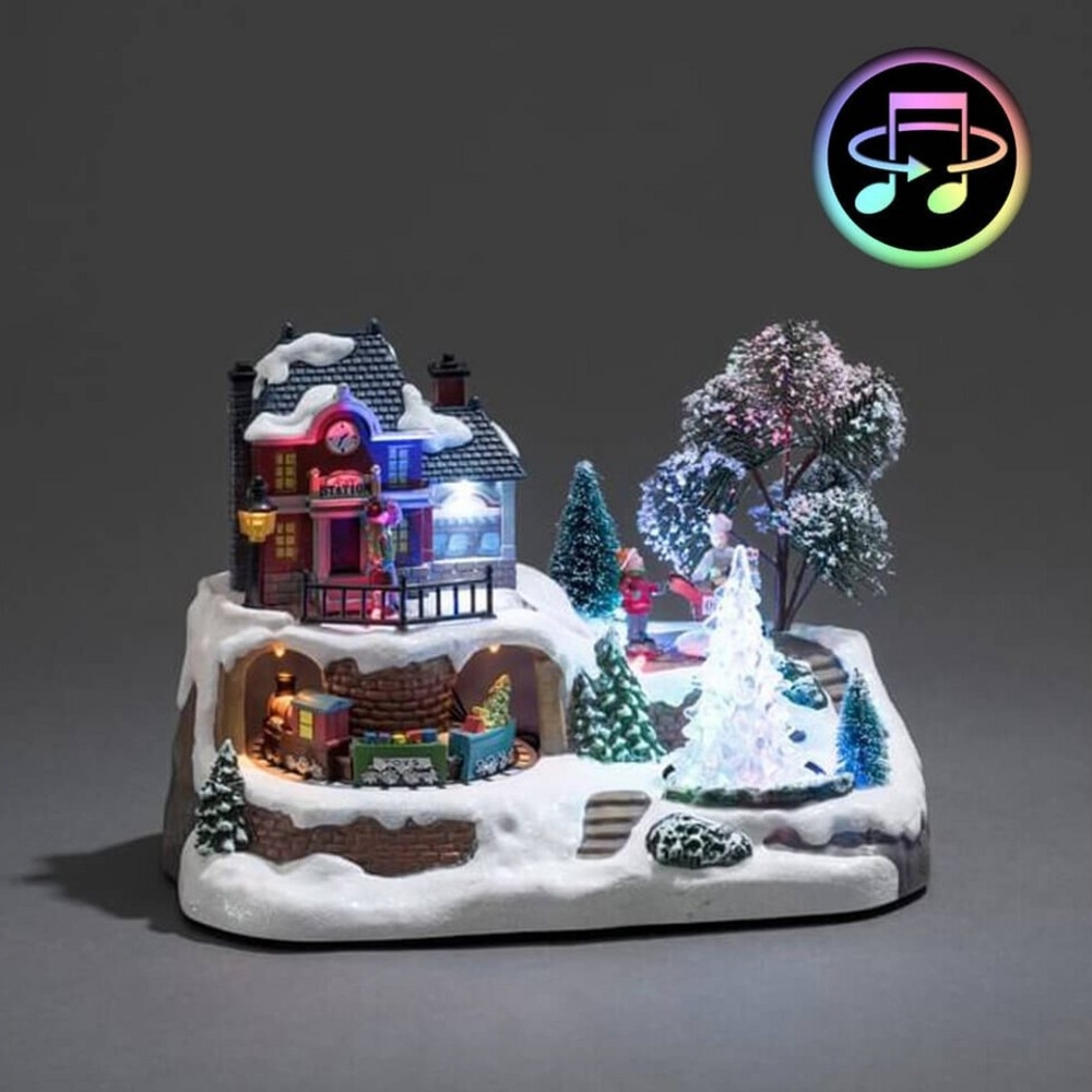 KonstSmide LED SZENERIE 9LED BUNT INNEN (BAHNHOF MIT W-BAUM) Bild 1