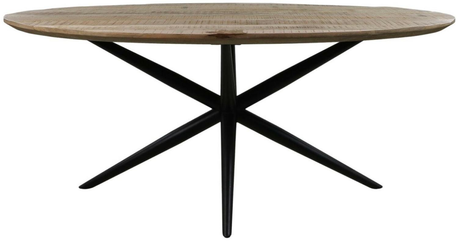 Tisch Bern Oval - 180 x 100 x 76 cm - Natur / Schwarz - Mangoholz / Eisen - Schweizer Kante von HSM Bild 1