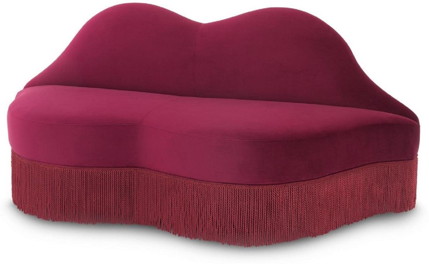 Casa Padrino Designer Samt Sofa Lippen Mund Bordeauxrot 195 x 80 x H. 97 cm - Designer Wohnzimmer Möbel Bild 1