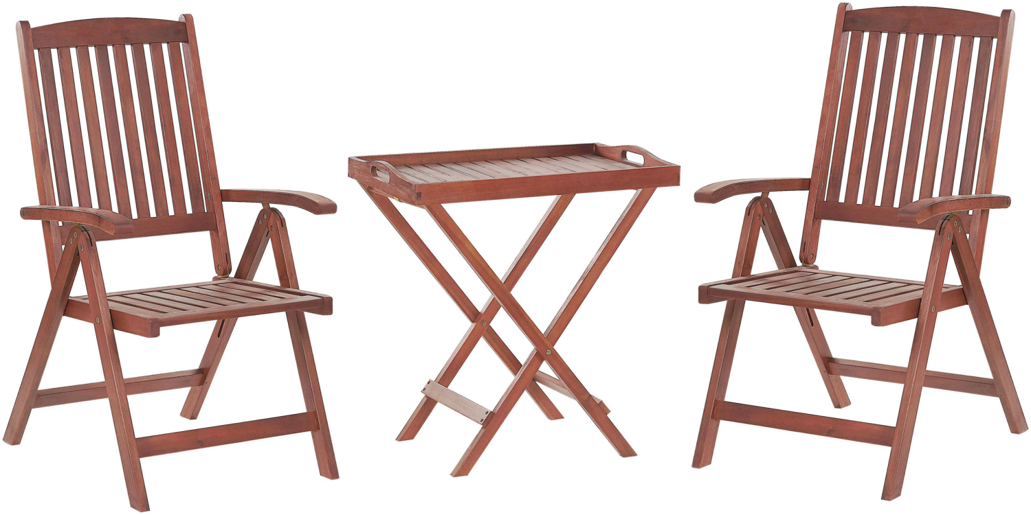 Bistro Set Holz Dunkler Holzfarbton TOSCANA Bild 1