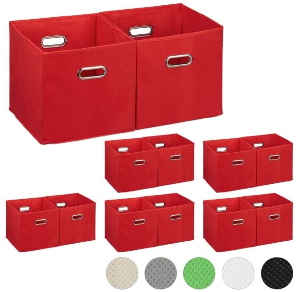 12 x Aufbewahrungsbox Stoff rot Bild 1