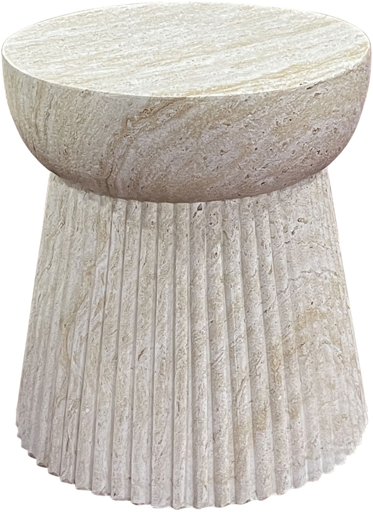 House Nordic Beistelltisch, Fiberclay mit geriffelter Struktur, natur, ø37x43 cm Bild 1