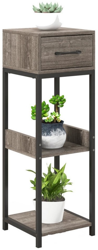 KOMFOTTEU Blumenständer Pflanzenständer, mit Schublade & offenen Ablagen Bild 1