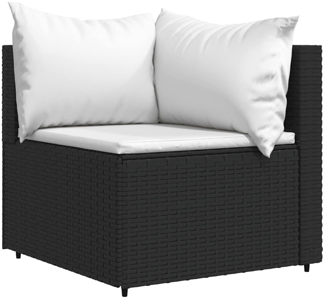 vidaXL Garten-Ecksofa mit Kissen Schwarz Poly Rattan 319729 Bild 1