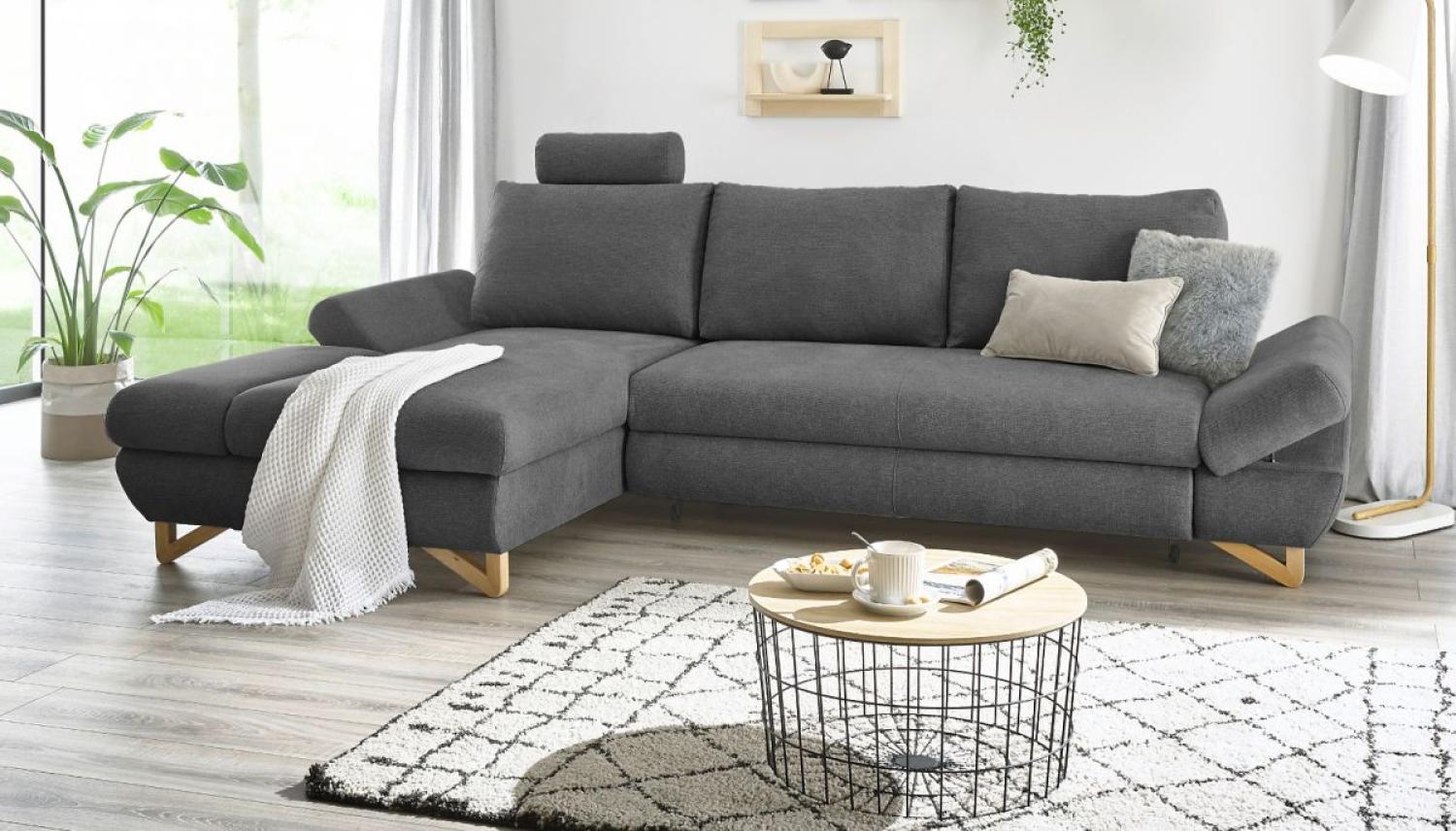 Ecksofa Skalm in grau mit Bettfunktion 284 cm Bild 1