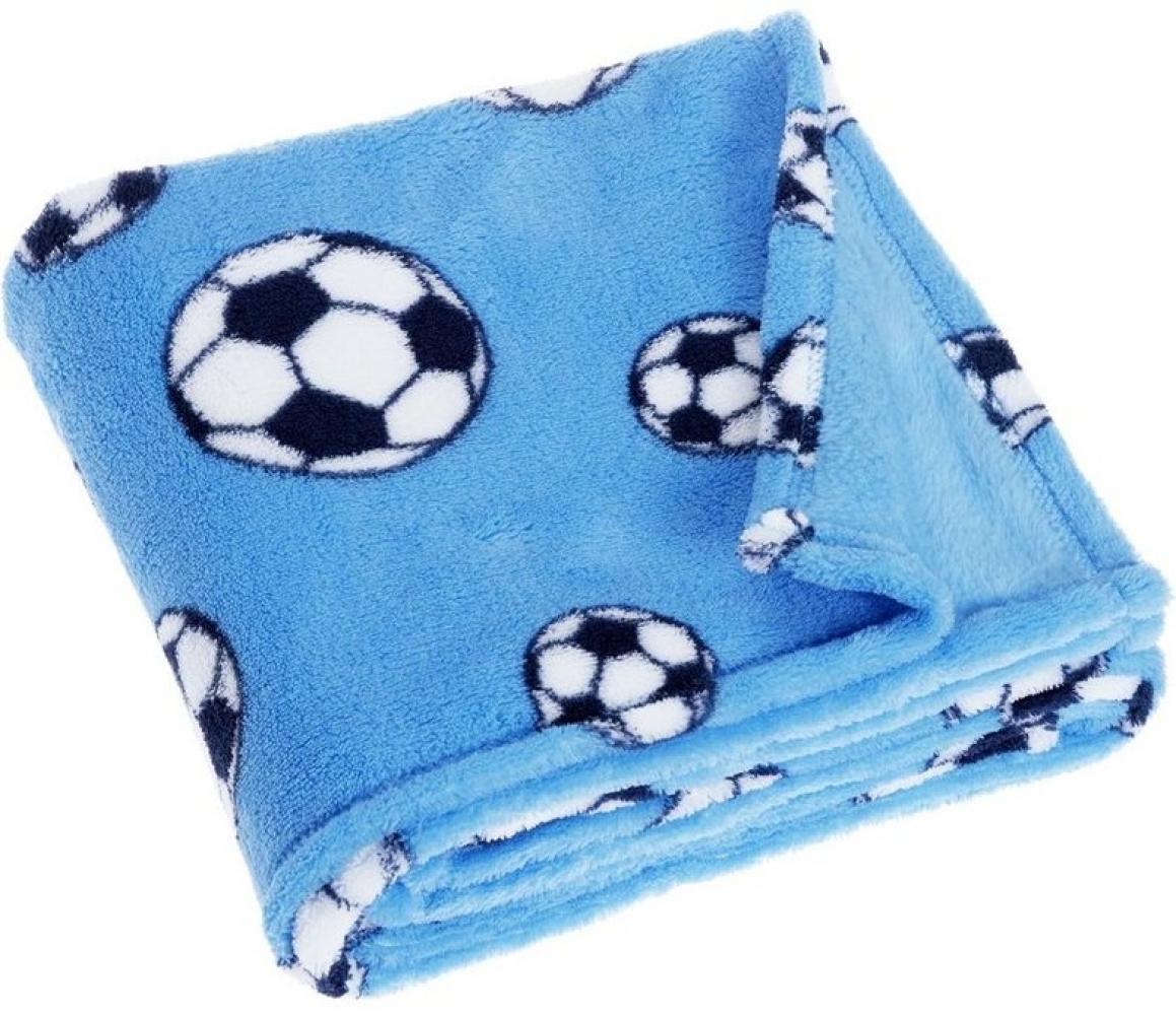 Playshoes Fleece-Decke Fußball blau Gr. 75x100cm Bild 1