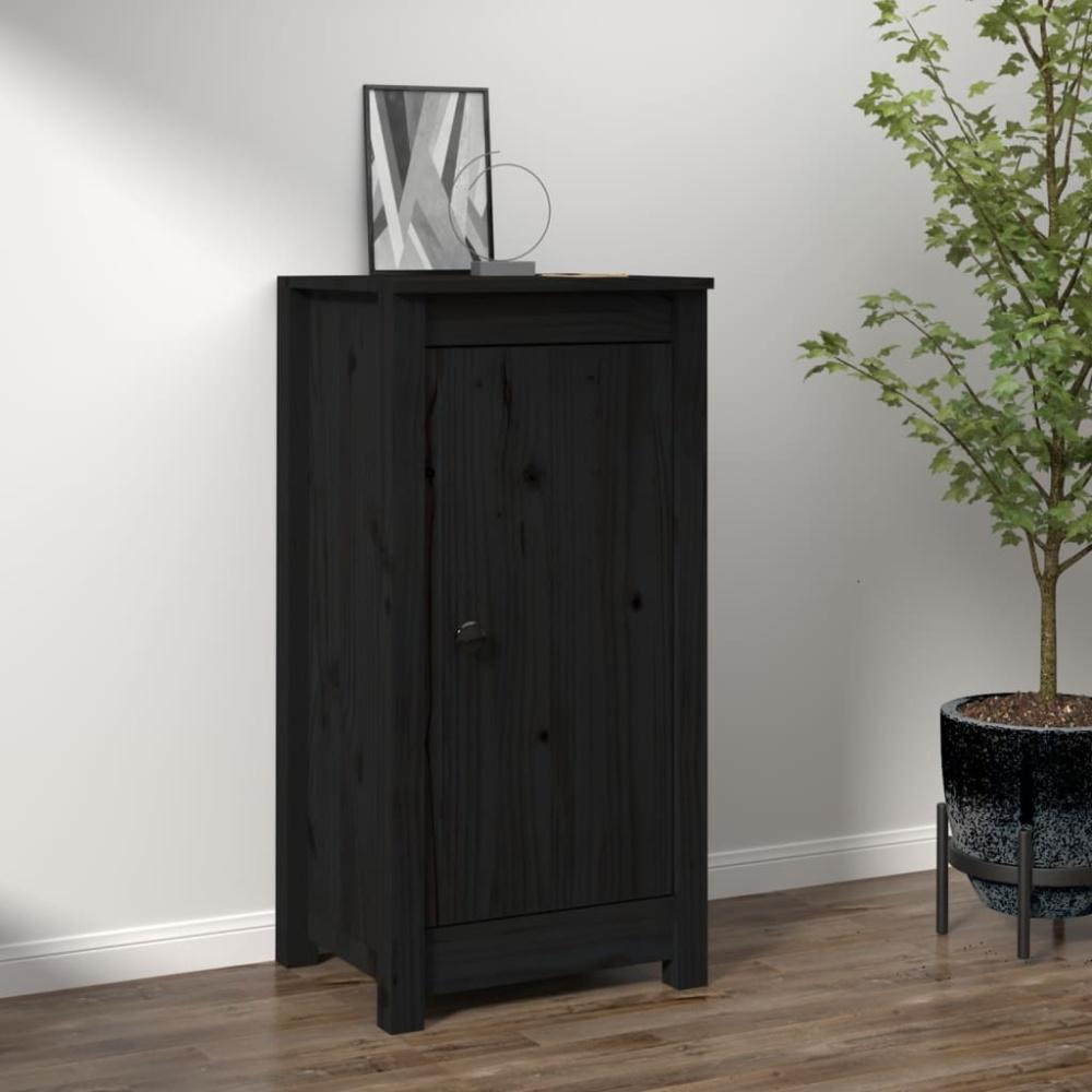 Sideboard Schwarz 40 x 35 x 80 cm Massivholz Kiefer [813732] Bild 1