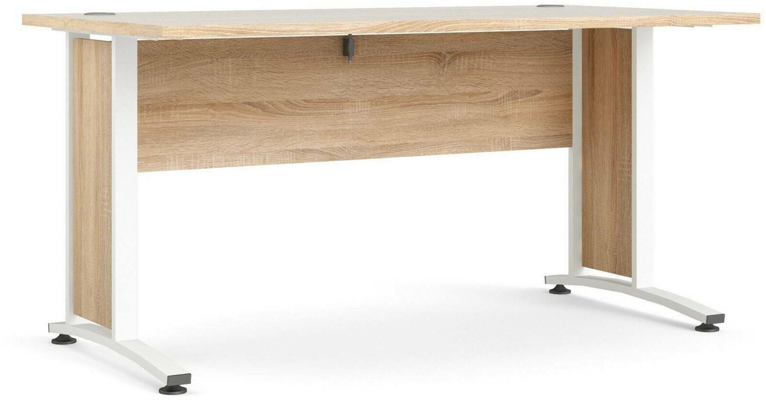 Dmora Schreibtisch Ascorbato, Mehrzweckschreibtisch, Bürotisch für PC, Eckschreibtisch, 150x80 h75 cm, Eiche und Weiß Bild 1