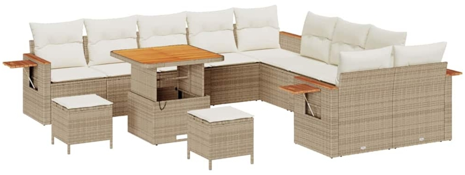 vidaXL Garten-Sofa-Set mit Kissen 13 pcs Beige und Creme 3363231 Bild 1