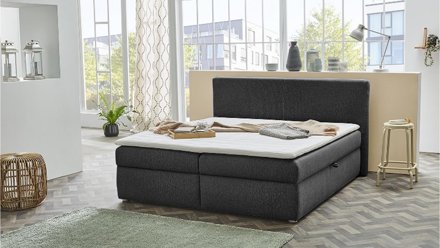 'Svenja' Boxspringbett mit Bettkasten, schwarz, 180x200 cm Bild 1