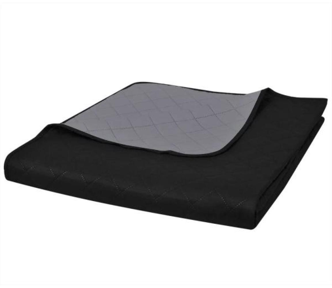 vidaXL Zweiseitige Tagesdecke Gesteppt Schwarz/Grau 230x260 cm 130885 Bild 1