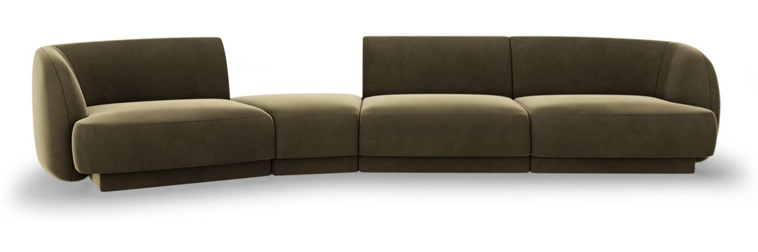 Micadoni Modulares Sofa Miley 4-Sitzer Links Samtstoff Grün Bild 1